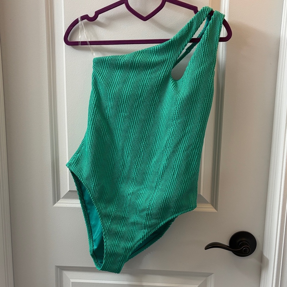 Old Navy Green One-Shoulder Swimsuit